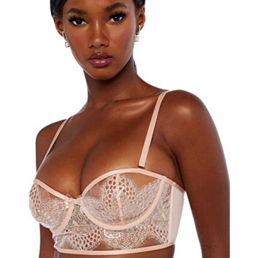 NWT Savage X Fenty Women's Curvy Plastic Bustier Bra in Shy Pink Size Small